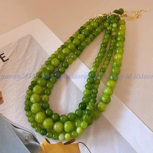 Green Jade Choker Delicate Stone Beads Necklace Crystal Dainty Healing Choker - Picture 1 of 5