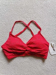 Jessica Simpson Women’s Jacquard Twist Front Bikini Top in Mandarin, Size L - Picture 1 of 11