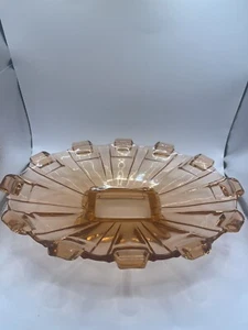Vintage Deco Czech Pink Glass Bowl Plate Dish c.1930 Collectable Art Glass - Picture 1 of 8