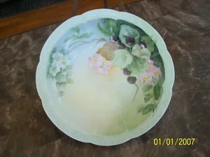 R.C. Carmen Rosenthal Vtg Porcelain China Black Berries & Rose Blossom Bowl - Picture 1 of 10