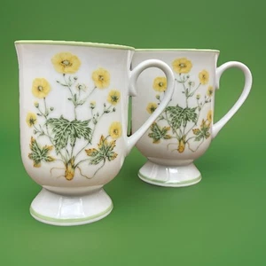 Vtg Sunrise Royal Domino Collection Japan 2pc Porcelain 12oz Dandelion Mugs - Picture 1 of 10