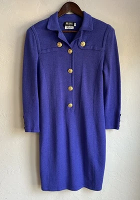 Vestido Suéter Vintage Don Sayres For Wellmore Púrpura 8 Cresta Botón Tejido Santana Foto 1 de 4