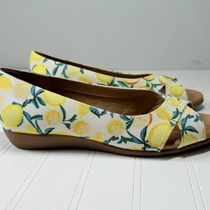Aerosoles Multicolor Lemon Print Slip On Open Toe Casual Shoes Women's Size 8.5 - Picture 1 of 9