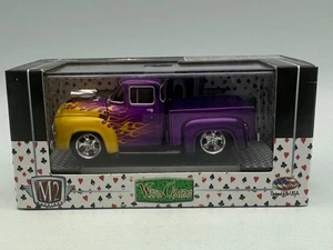 M2 Wild Cards 1956 Ford F-100 Pickup, Purple w/ Yellow Flames, WC01, 1:64, NIB - Picture 1 of 13