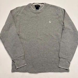 Polo Ralph Lauren Thermal Shirt Boys Small (8-10) Gray Long Sleeve Waffle Knit - Picture 1 of 8