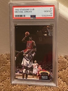 1992 Stadium Club Michael Jordan PSA 10 Bulls ovr Ewing #1 PSA 10 NEW Clean Case - Picture 1 of 1