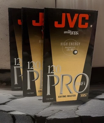 3 JVC 120 PRO HiFi Editing Master Professional Quality VHS Video Cassette Tapes - Image 1 of 4