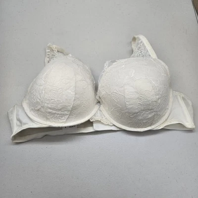 Torrid Curve Women Bra 46D White Floral Push Up Plunge Underwired Lace - Image 1 of 4