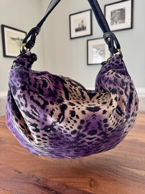 Винтажный Y2K Lucky бренд животных печать фиолетовый плеча бархата Hobo сумка сумочка новом - Изображение 1 из 4