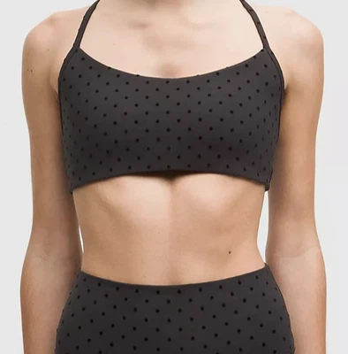 LULULEMON Flow Y Bra Light Support, A/B Cup Evolve Flocked Polka Flock Black~NWT - Image 1 of 4
