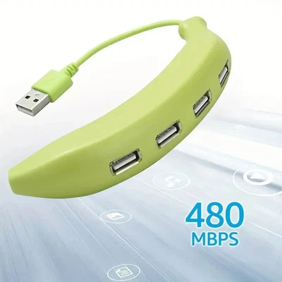 Hub 2.0 Multi USB Ports Splitter Hub 4 Port Multiple Expander Funny Banana Shape - Image 1 of 4