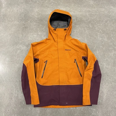 Marmot Spire GoreTex Jacket Mens Large Orange Red Hooded Vented Shell Full Zip - Image 1 of 4
