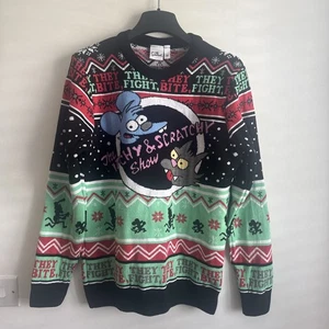 Offizieller The Simpsons Itchy & Scratchy Strickpullover Pullover Ugly Größe Small - Bild 1 von 6
