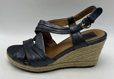 Sandalias de cuña Clarks alpargata artesanal para mujer 8 M tono obturador gris metálico Foto 1 de 4
