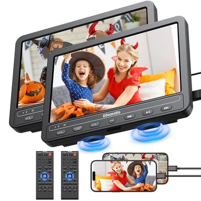 2X10.1" Auto TV Kopfstütze Monitor Tragbarer DVD Player AKKU HDMI USB Für Kinder - Bild 1 von 4