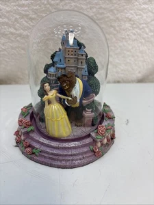 Vintage Disney Beauty & The Beast Glass Dome Figurine Belle Beast Maurice  5” - Picture 1 of 10