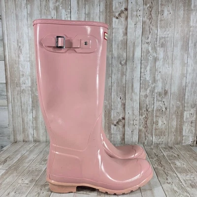 Botas de chuva Hunter femininas rosa brilho alto Reino Unido 9 EUA 11 UE 43 - Imagem 1 de 4