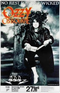 Póster de concierto enmarcado Ozzy Osbourne 1989 Offenbach, Alemania - Imagen 1 de 2