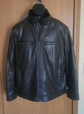 Calvin Klein Men’s Brown Soft Faux Leather Full Zip Jacket Size L - Image 1 of 4