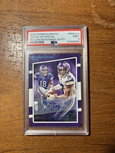 JUSTIN JEFFERSON DONRUSS ROOKIE AUTO /49 PSA 9 VIKINGS SUPERSTAR WR RC AUTOGRAPH - Picture 1 of 3