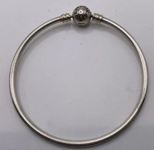 Authentic Pandora S925 ALE SS Ball Clasp Bangle Bracelet 7.75” 590713 - Picture 1 of 5