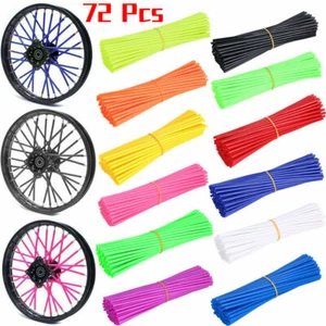 72Pcs Universal Motorcycle Dirt Bike Spoke Skins Covers Wraps Wheel Rim Guards - Foto 1 di 33