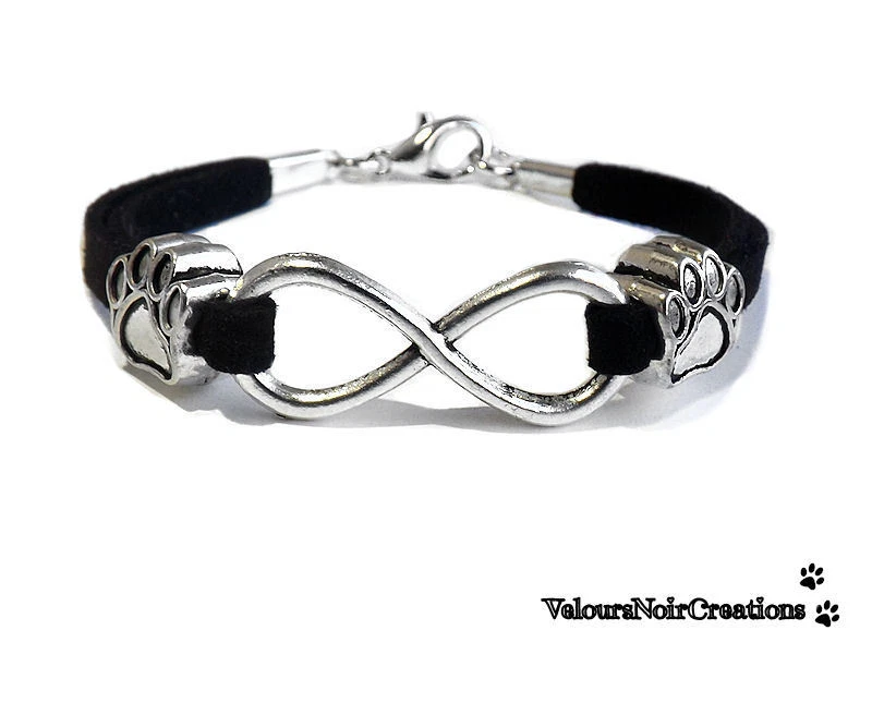 Bracciale artigianale con simbolo infinito orma zampa cane idea regalo handmade - Immagine 1 di 1