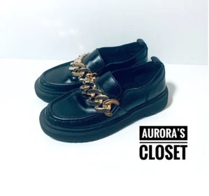 Kelsi Dagger 7 Black Platform Loafer Gold Chain Pulse $175 - Picture 1 of 6