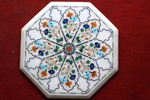 18" Marble Table top handicraft floral art inlay semi precious stones work - Picture 1 of 1