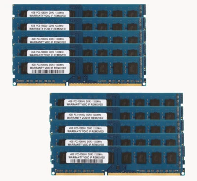 40 G DDR3 RAM 10X 4 GB PC3-10600U 1333MHz 240PIN Desktop DIMM Memory Low Density - Image 1 of 4
