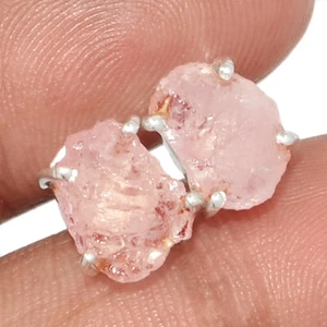Natural Morganite Rough - Madagascar 925 Silver Earrings Stud Jewelry CE43897 - Picture 1 of 1