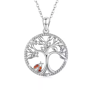 Damen Halskette echt 925 Lebensbaum Silber Zirkonia Baum des Lebens Muttertag - Bild 1 von 7