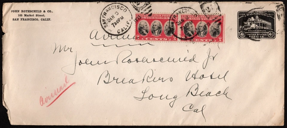 US Postal Stationery Scott # U427 Uprated Used 4 Cents Black Legal Size Entire - Image 1 of 1