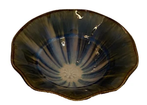 BILL CAMPBELL KERAMIK SCHALE BLAU GRÜN TROPFGLASUR STUDIOKERAMIK 7-3/4" W - Bild 1 von 7