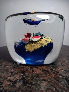Vintage Taucher Riff Fisch Glas Kunst Murano Stil Briefbeschwerer - Bild 1 von 5