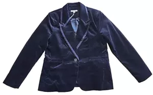 Women's Free Assembly Stretch Velvet Blazer Jacket (L 12 - 14) Navy Blue - Picture 1 of 10