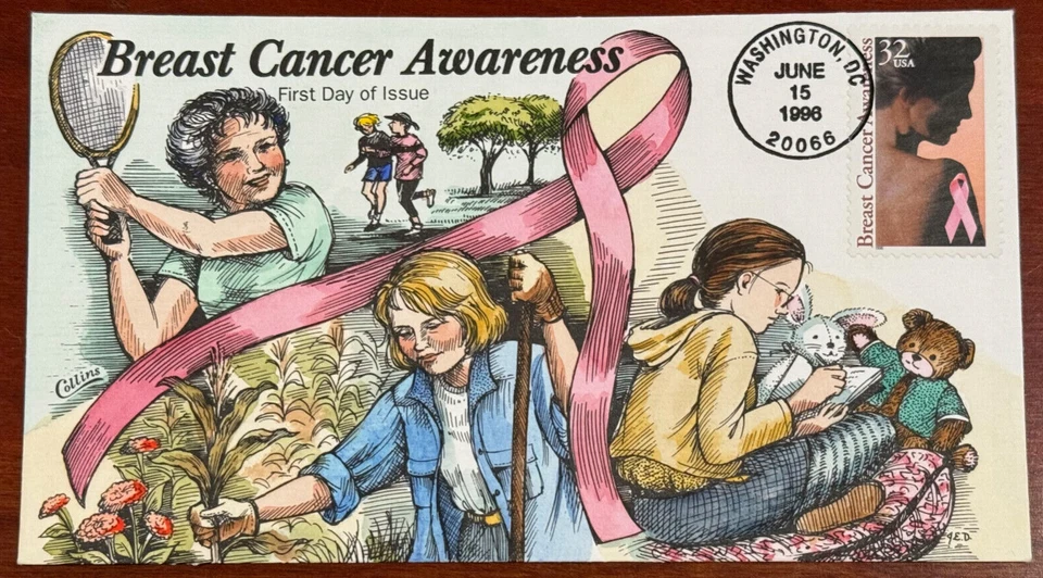 #3081 Breast Cancer Awareness 1966  FDC Hand-Painted  Collins Perfect!!! - Image 1 of 1