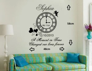 Personalisierte Kinder Geburtsuhr Wandbild DIY Aufkleber/Decal - Bild 1 von 5