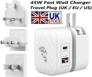 Para IPHONE 15 Pro Max Plus Rápido 45W Puerto Dual Usb-C Enchufe Pared Cargador - Imagen 1 de 21
