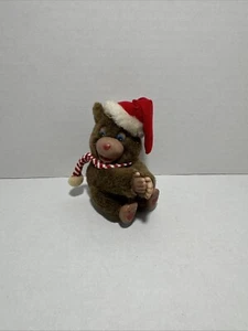 CLIP-ONS BROWN BEAR SANTA HAT CLIP-ON HUGGER PENCIL GRABBER 80s Vintage - Picture 1 of 2