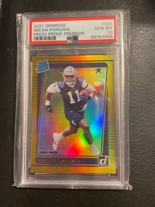 2021 Donruss Press Proof Premium Gold Holo Micah Parsons #331 RC PSA 10 GEM MINT
