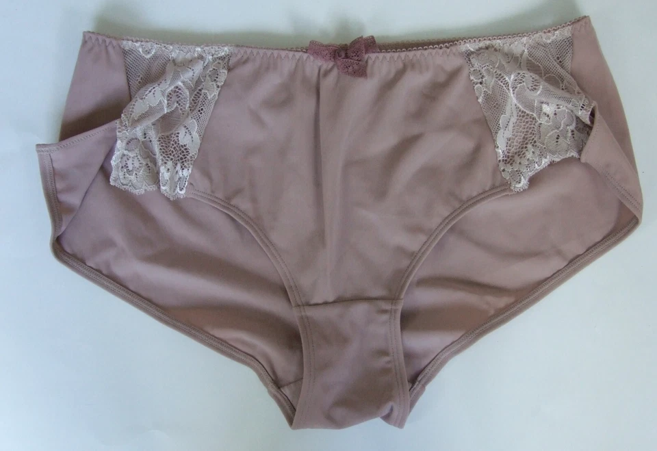 Royce Large size 14-16 Luxury stretchy knickers panties briefs lace inserts Mink - Image 1 of 4