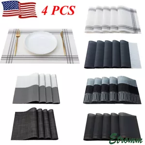 Set of 4 PVC Placemats Non-Slip Heat Resistant Cloth Dining Table Place Mats US - Picture 1 of 32