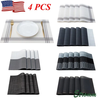 4er Set PVC Tischsets Rutschfest Hitzebeständig Stoff Esstisch Platzmatten USA - Bild 1 von 4