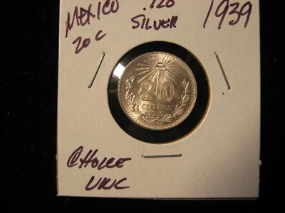 MÉXICO 1939 .720 PLATA 20 CENTAVOS ELECCIÓN SIN CIRCULAR  Foto 1 de 2