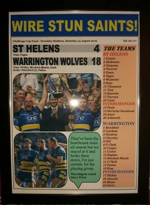 Warrington Wolves 18 St Helens 4 - 2019 Challenge Cup final - frarmed print - Picture 1 of 2