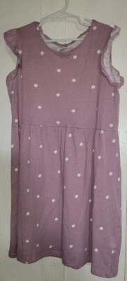Vestido de malha de jersey de algodão para meninas H&M rosa empoeirado/pontos tamanho EUA 8-10 NOVO SEM ETIQUETAS - Imagem 1 de 4