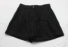 Evereve Women's High-Rise Janice Pleated Linen Shorts DS1 Black Medium NWT