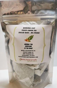 Moringa Oleifera Malunggay & Peach Lemon Tea Bags - Made Fresh On Demand! - Picture 1 of 18