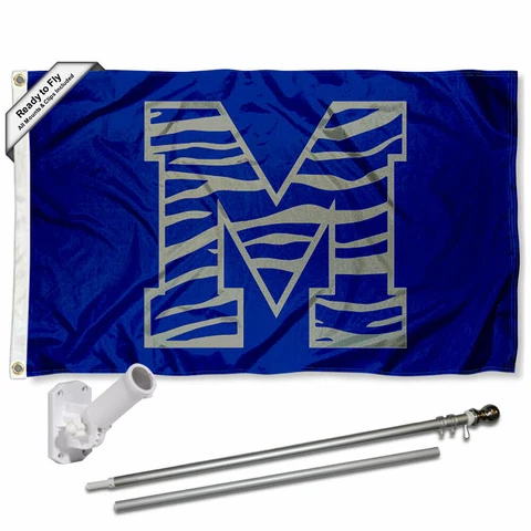 Memphis Tigers Tiger Striped Flag Pole and Bracket Gift Set Package Cover